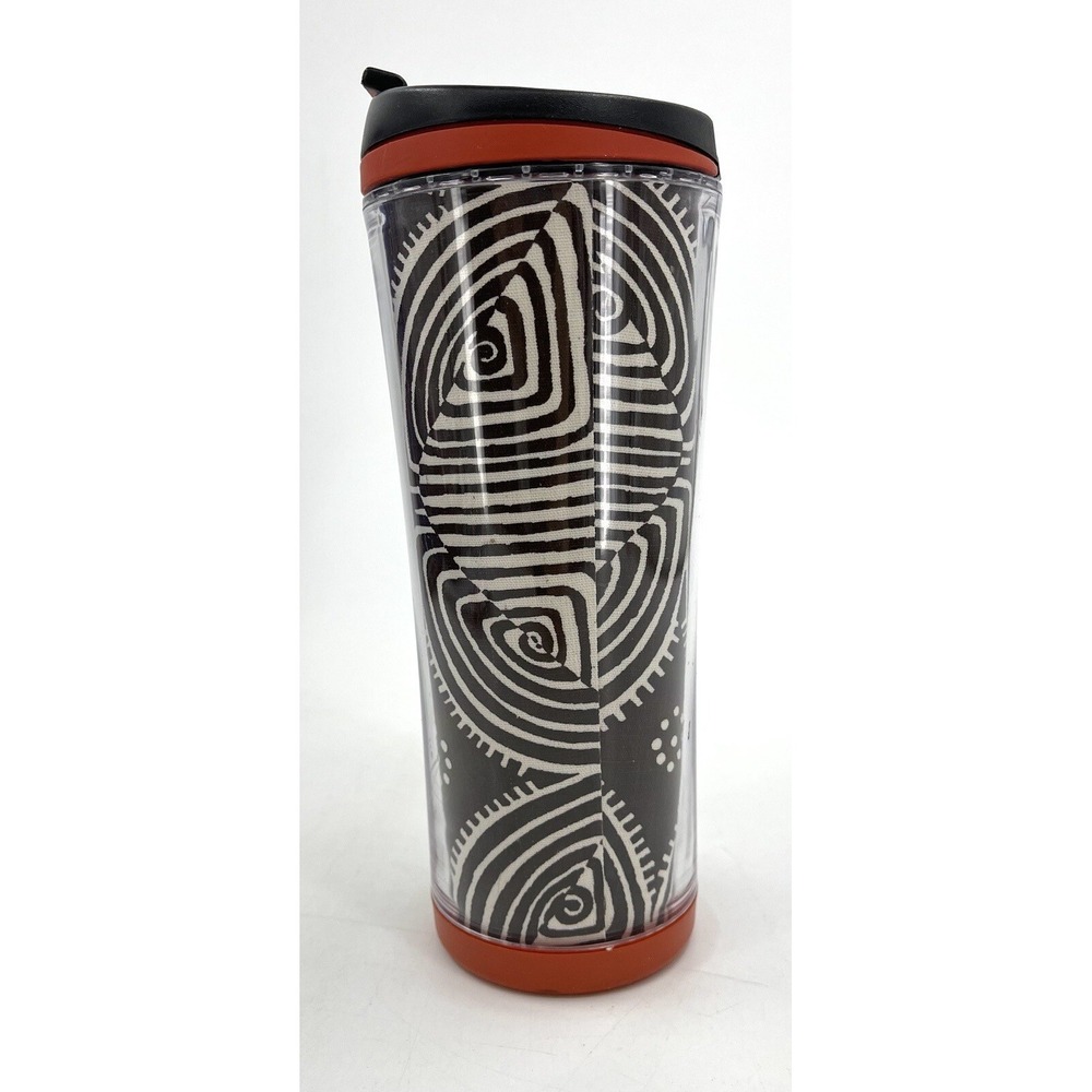 Starbucks Coffee 2007 16oz Animal Zebra Travel Tumbler Brown Burnt Orange Rare